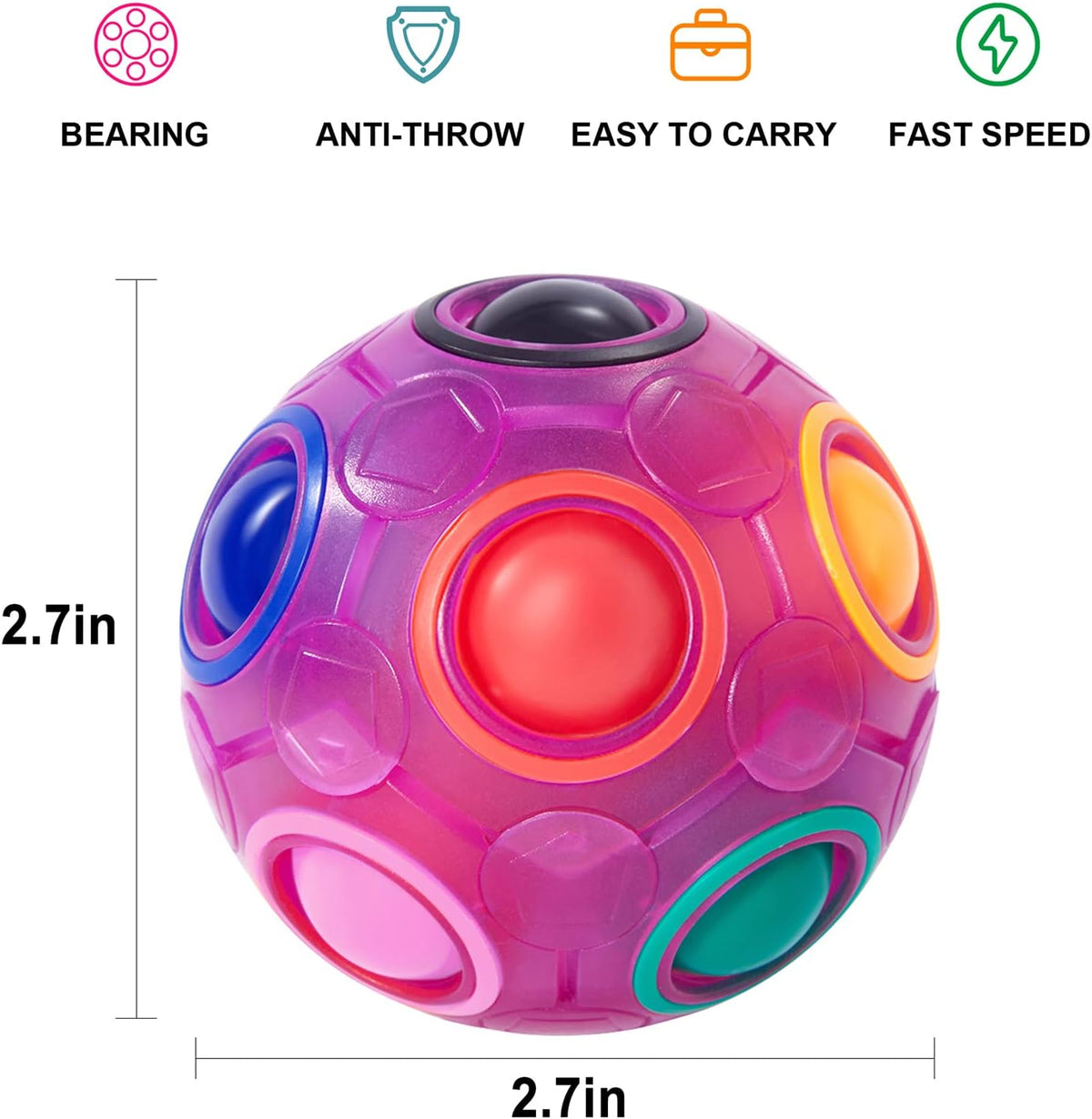 Vdealen Magic Rainbow Puzzle Ball, Fidget Ball Puzzle Brain Teaser Fidget Toy for Boys & Girls