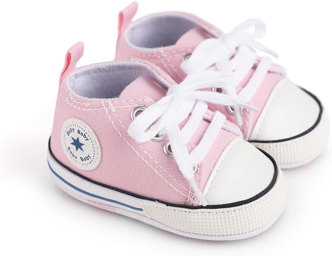 Unisex Baby Girls Boys Canvas High-top Shoes, Newborn Infant Anti-Slip Soft Sole Frist Walking