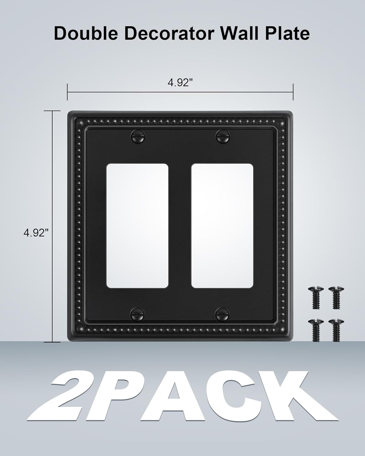 2-Pack Triple Toggle Light Switch Cover Plate, Pearls Decorative Switch Plate Covers, Black 3 Gang
