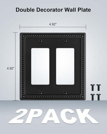 2-Pack Triple Toggle Light Switch Cover Plate, Pearls Decorative Switch Plate Covers, Black 3 Gang