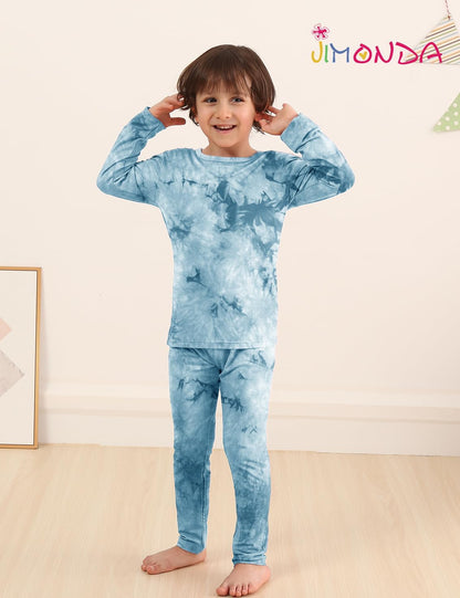 Jimonda Kids Soft Rayon From Bamboo Sleepwear Long Sleeve Boys Girls Pajama Outdoor 2-Piece
