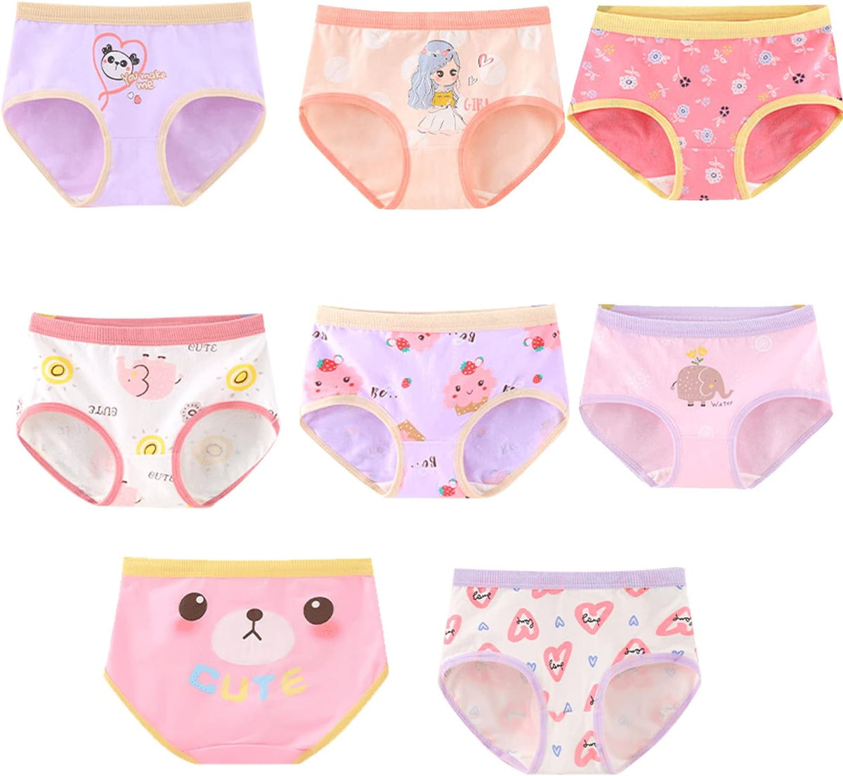 Little Girls' soft and breathable Comfort Panty Briefs Toddler Undies and Cotton Bikini Underwear