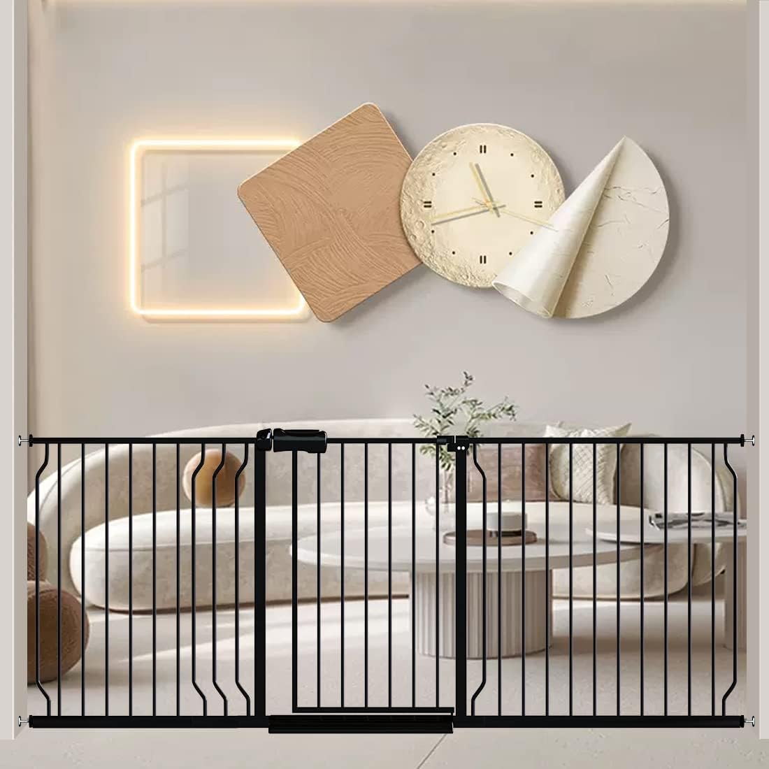 Fairy Baby Extra Wide Baby Gate 76.3-81.1 Inch Wide, Walk Through Pressure Mounted No Drill, Long