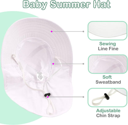 XIAOHAWANG Girls Sun Hat Baby Beach Hats Boys UPF 50+ Kids Summer Protection Cap Toddler Breathable
