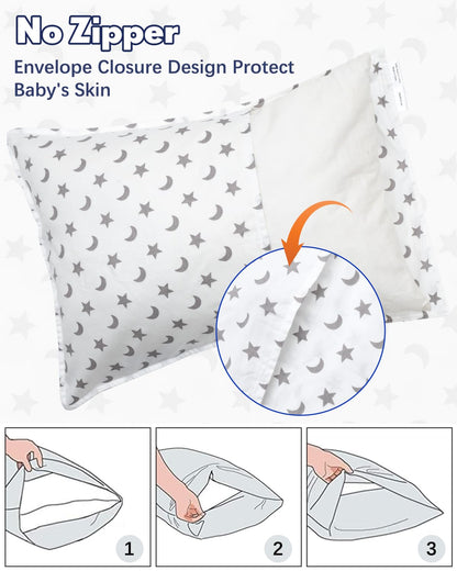 ALVABABY Toddler Pillowcases 2 Pack Organic Cotton Kids Pillow Cover Fit 13"x 18" or 12"x23"