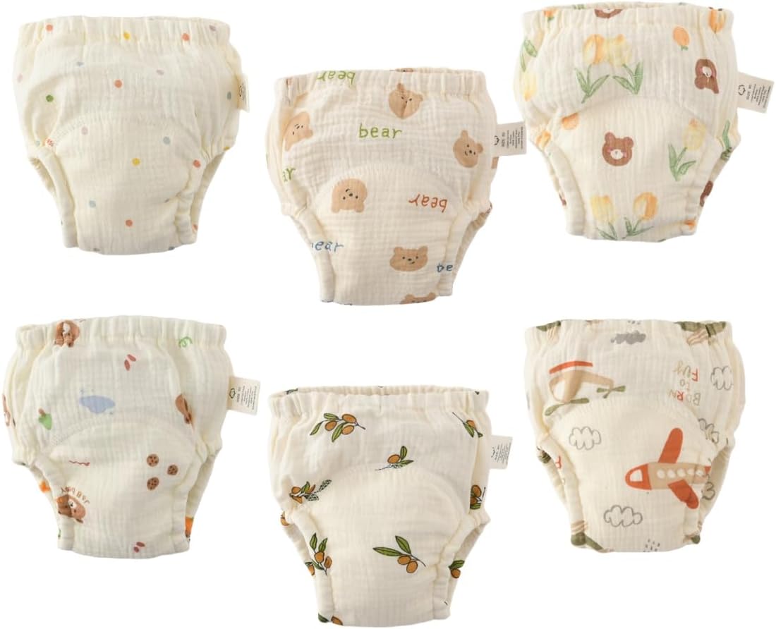 Baby Training Underpants,Soft Cotton Absorbent Potty Training Underwear For Baby Boys And Girls 6