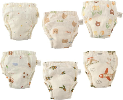 Baby Training Underpants,Soft Cotton Absorbent Potty Training Underwear For Baby Boys And Girls 6