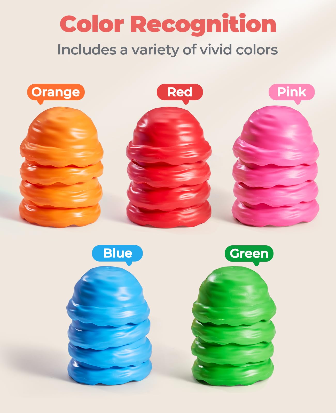 JoyCat Ice Cream Preschool Learning Activities Counting and Color Sorting Set Stacking Toys for
