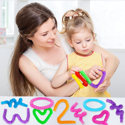 72Pack Pop Tubes, Fidget Sensory Toys Party Favors for Kids 4-8 8-12 Anxiety Stress Relief Toys