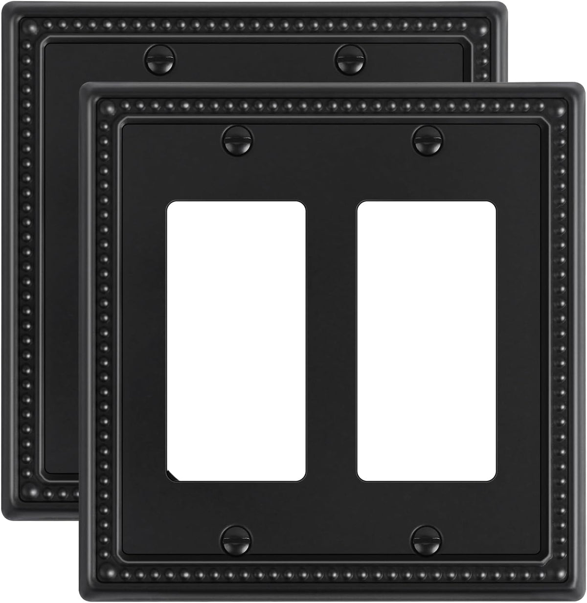 2-Pack Triple Toggle Light Switch Cover Plate, Pearls Decorative Switch Plate Covers, Black 3 Gang