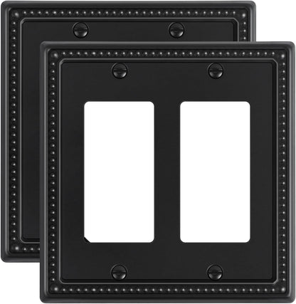 2-Pack Triple Toggle Light Switch Cover Plate, Pearls Decorative Switch Plate Covers, Black 3 Gang