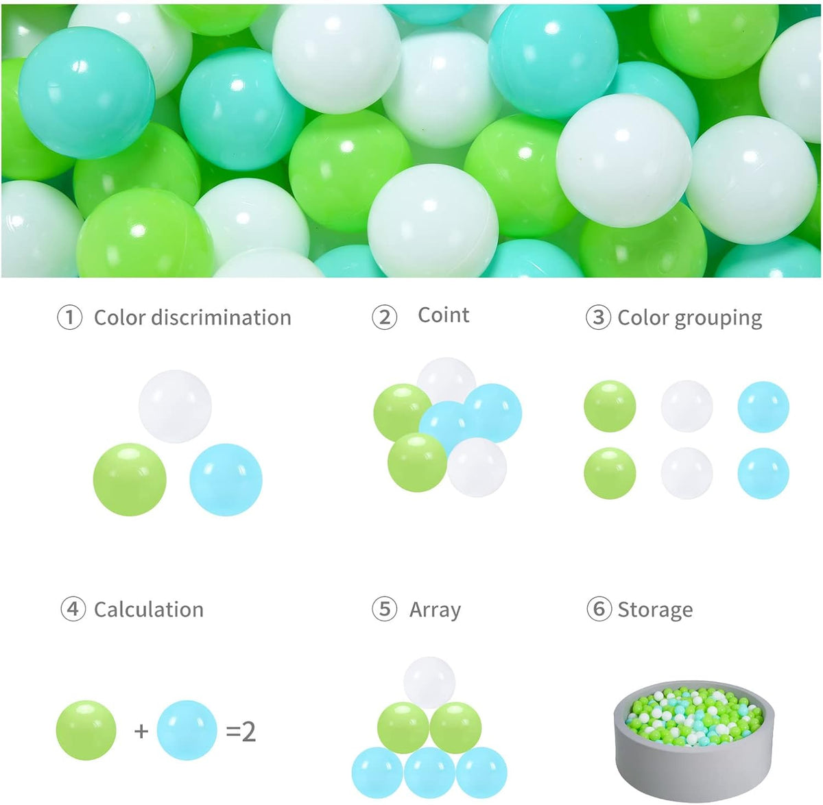 GOGOSO Ball Pit Balls for Toddlers, Green Balls for Ball Pool Birhtday Party Girls Kids with