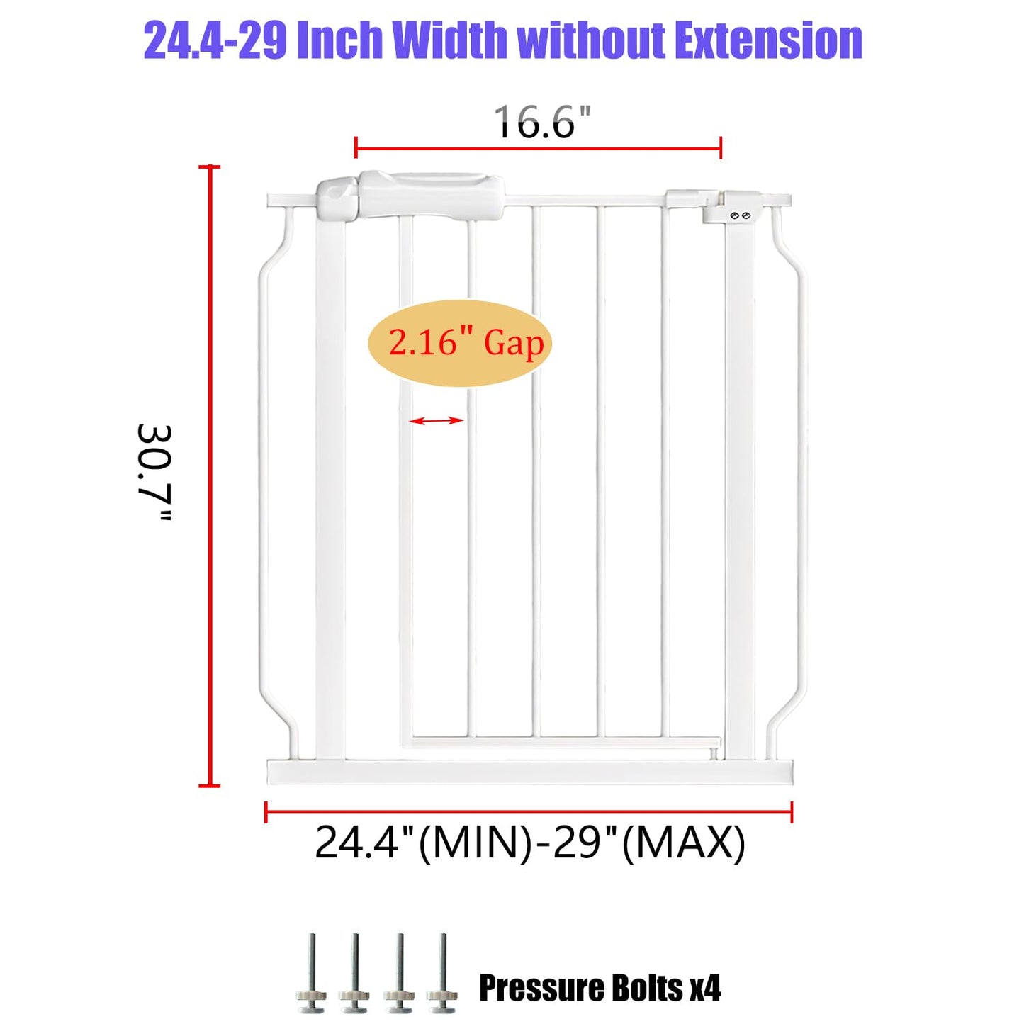 Narrow Baby Gate 24.02-29.13 Inch Wide Stairs Tension Pet Dog Gates Indoor for Doorways No Drilling