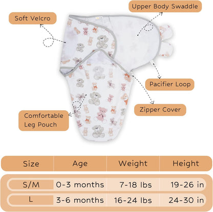 LollyBanks Baby Swaddles, 100% Organic Cotton Sleep Swaddle Sacks 3-6 Months, Newborn Swaddles with