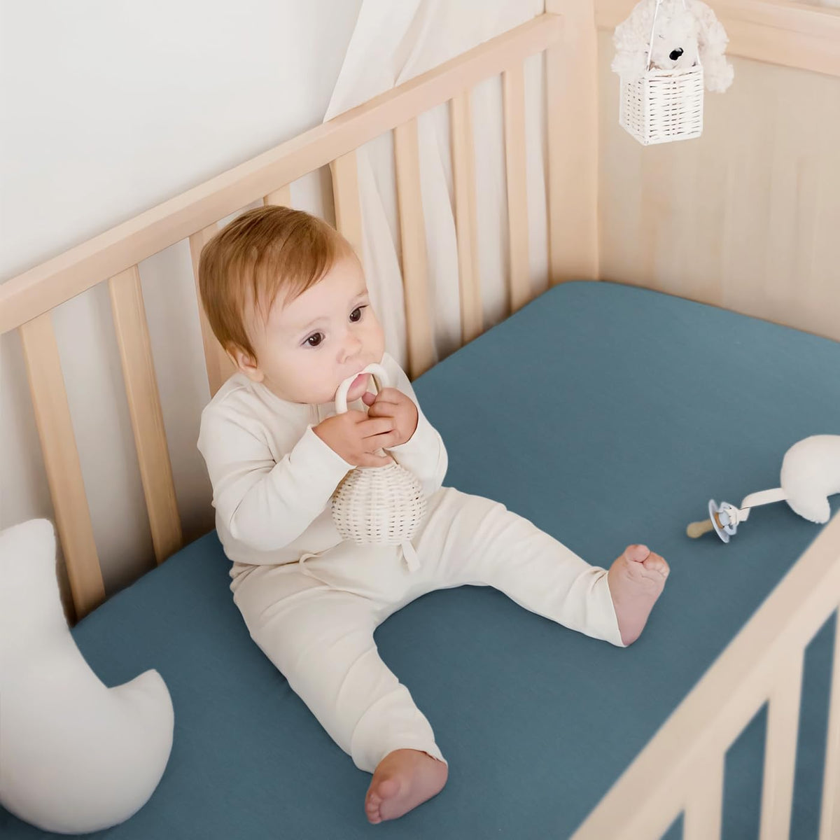 GRSSDER Mini Crib Sheets Fitted, Pack and Play Sheets 2 Pack, Ultra Soft Stretchy Pack N Play