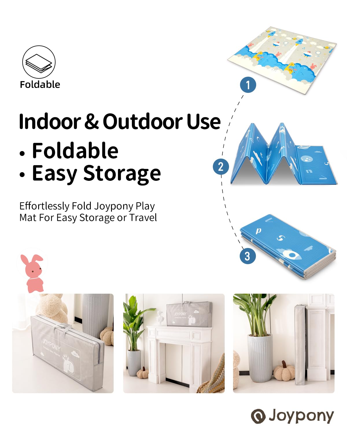 Baby Play Mat, 71x59 Inch Foldable Play Mats for Babies and Toddlers, Waterproof & Anti-Slip