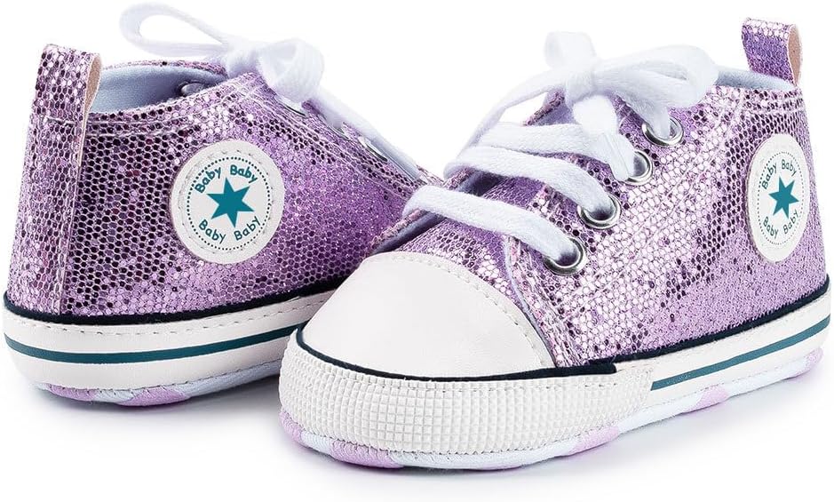 Unisex Baby Girls Boys Canvas High-top Shoes, Newborn Infant Anti-Slip Soft Sole Frist Walking