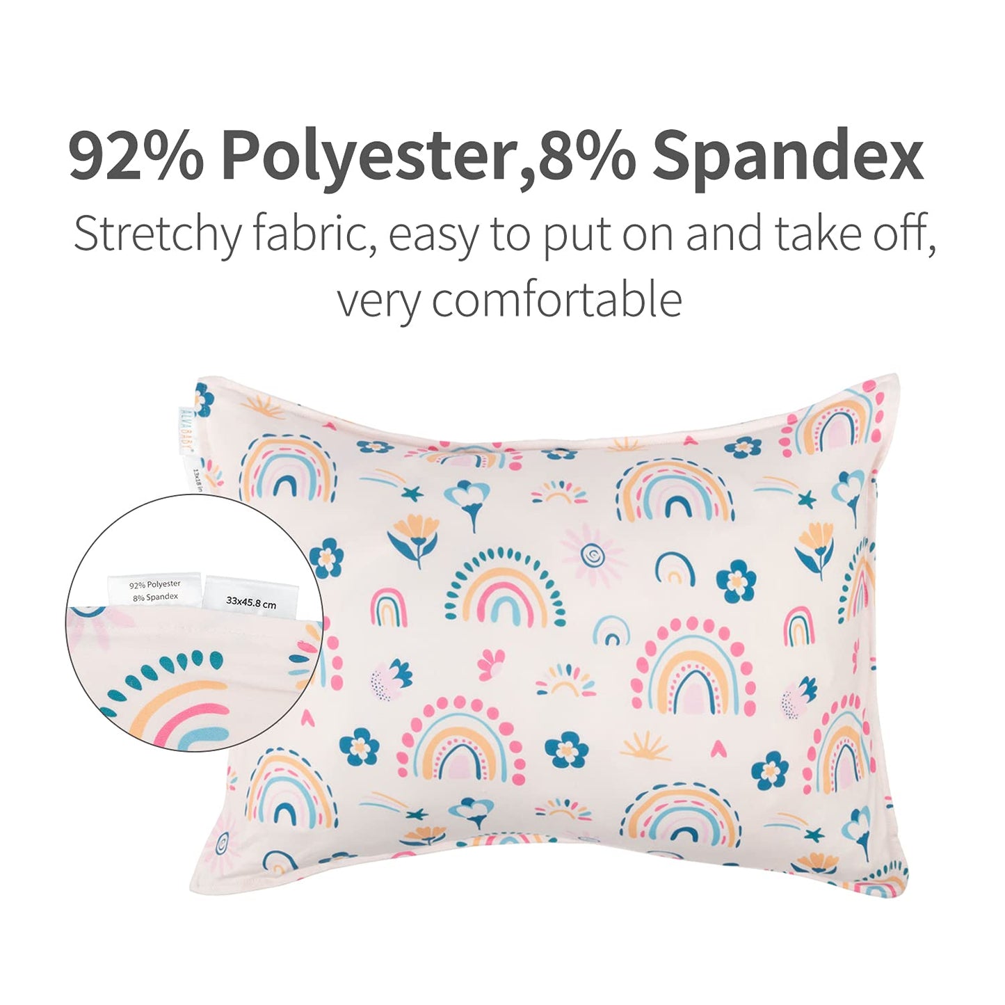 ALVABABY Toddler Pillowcases Stretchy Soft Kids Pillow Cover 2 Pack Fit 13"x 18" or 12"x18"
