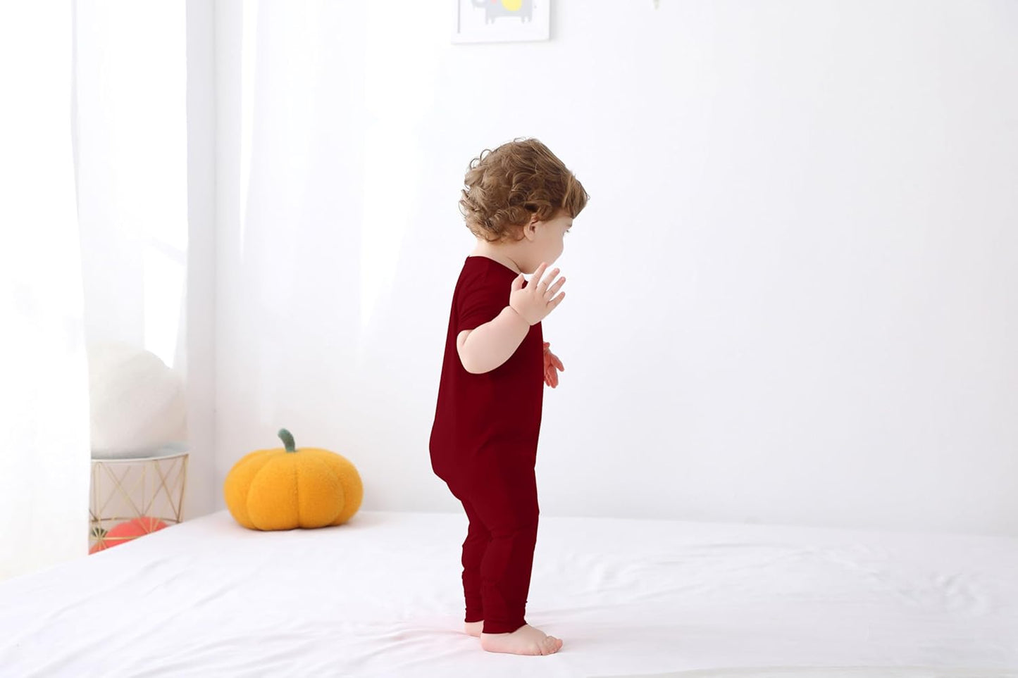 GUISBY Rayon Made from Bamboo Baby Pajamas, Summer Short Sleeve Footless Rompers, 2 Way Zipper