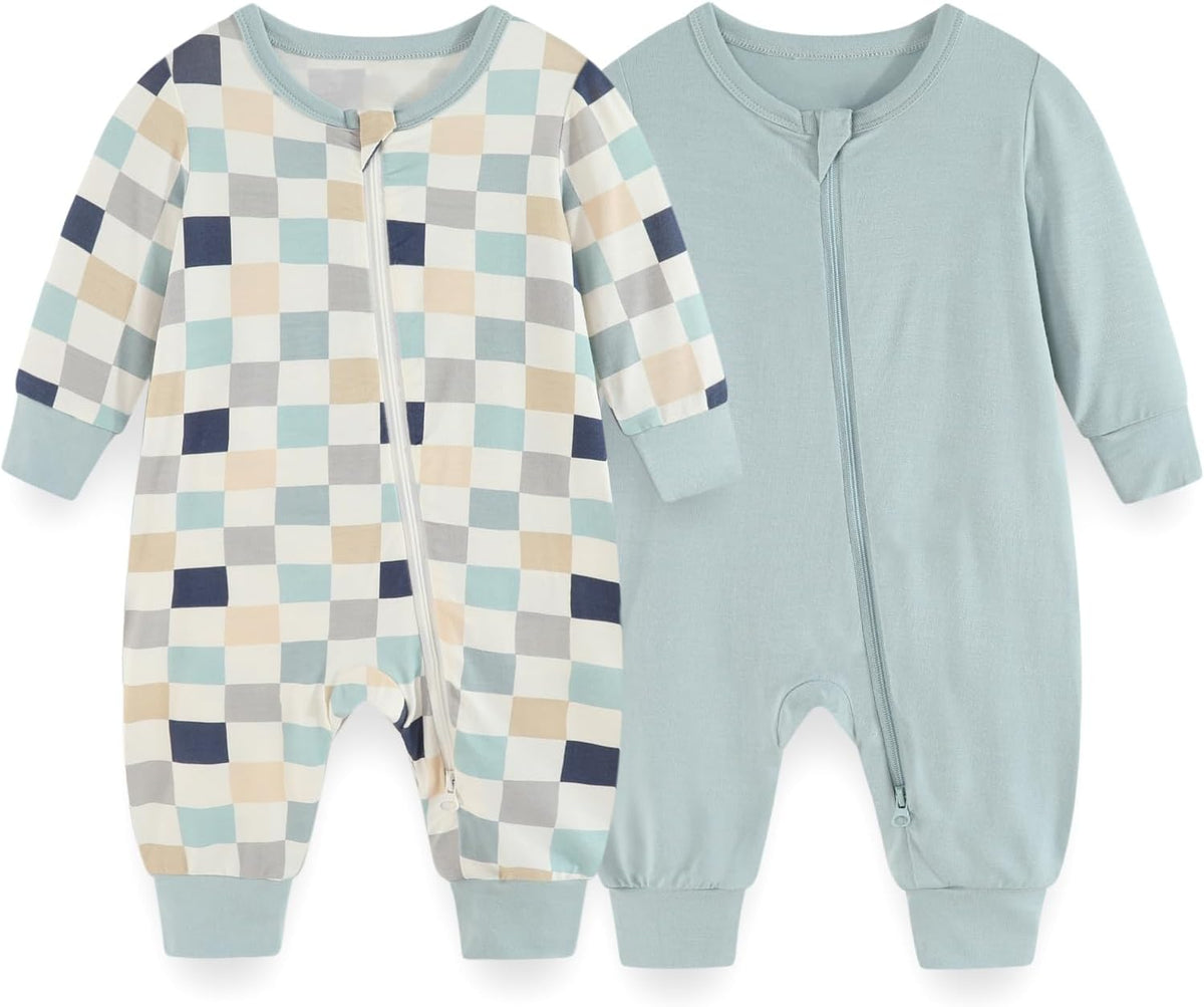 Unisex Rayon Made from Bamboo Zipper Baby Boy Girl Rompers 2 Pcak Long Sleeve Infants Jumpsuits New