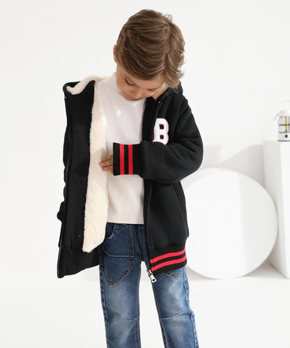 Bumeex Kids Boy's Girl's Sherpa Fleece Lined Jacket Spring Fall Winter Zip up Sweatshirt Hoodie