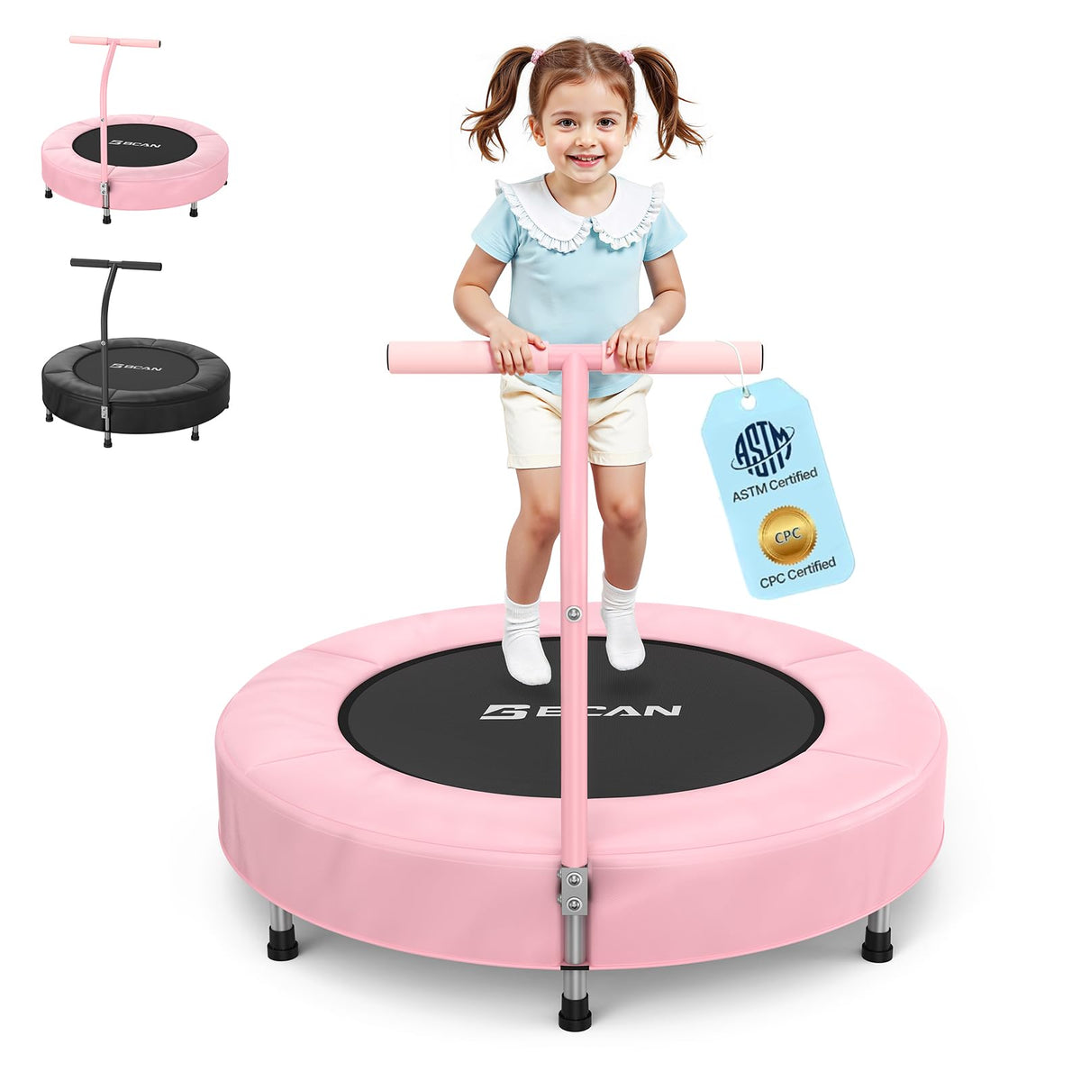 BCAN SP1 36'' Kids Toddler Trampoline Indoor, Foam Handle | FED Fitness