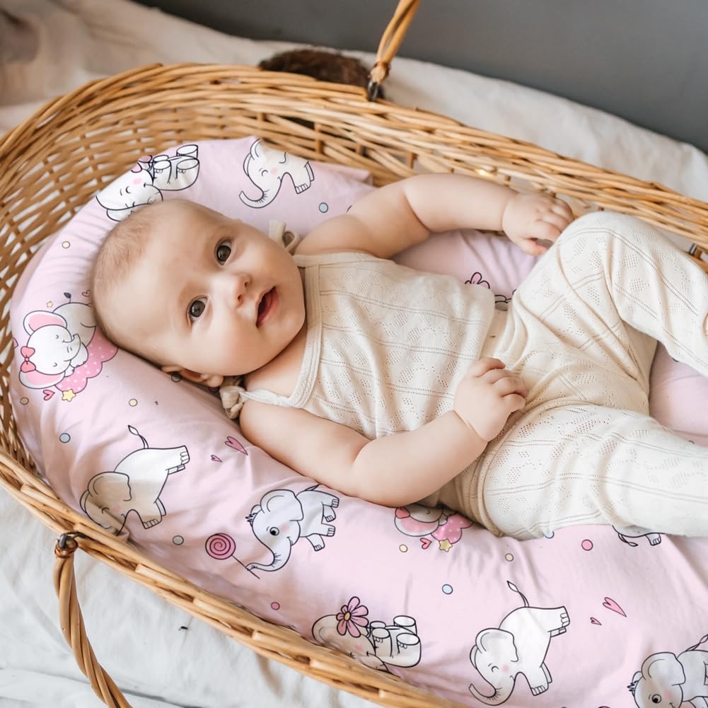 4 Pack Baby Girl Bassinet Sheets Set Soft Fitted Floral or Elephant Theme Baby Girl Mattress Covers