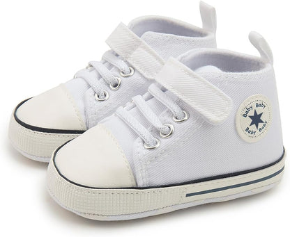 Unisex Baby Girls Boys Canvas High-top Shoes, Newborn Infant Anti-Slip Soft Sole Frist Walking