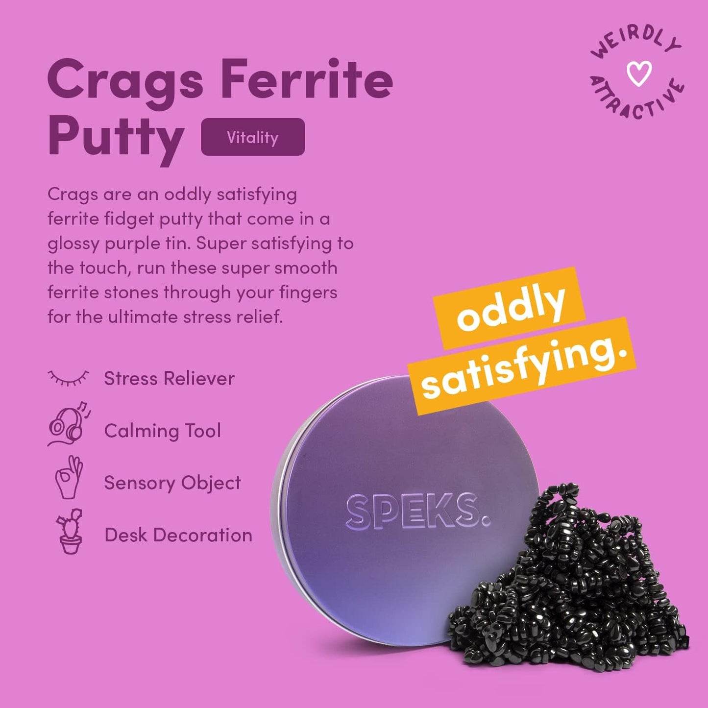 Speks Crags Ferrite Putty | Over 1,000 Smooth Ferrite Stones in a Metal Tin | Fun Quiet Fidget Toys