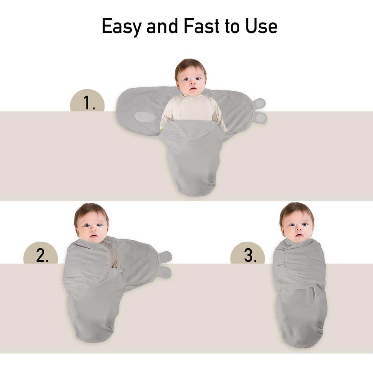 Organic Baby Swaddle Sleep Sacks, 3-Pack Swaddles for Newborns Baby Essentials, Infant 0-3 Months