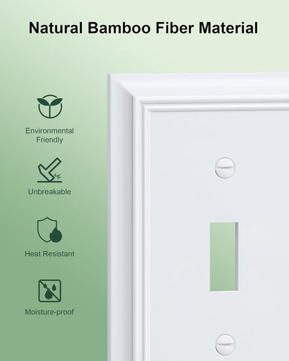 2-Pack Quad Toggle Light Switch Cover Plate, Pure White Decorative Switch Plate Covers, Natural