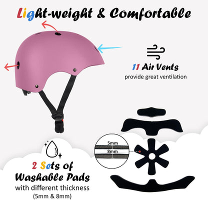 Kids Bike Helmet, 3 Sizes from Toddler to Youth, Pink, Small