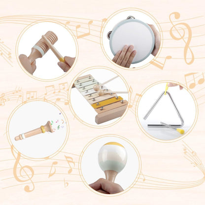 Baby Musical Instruments-Montessori Wooden Toys for Toddlers 1-3,Neutral Colors Percussion