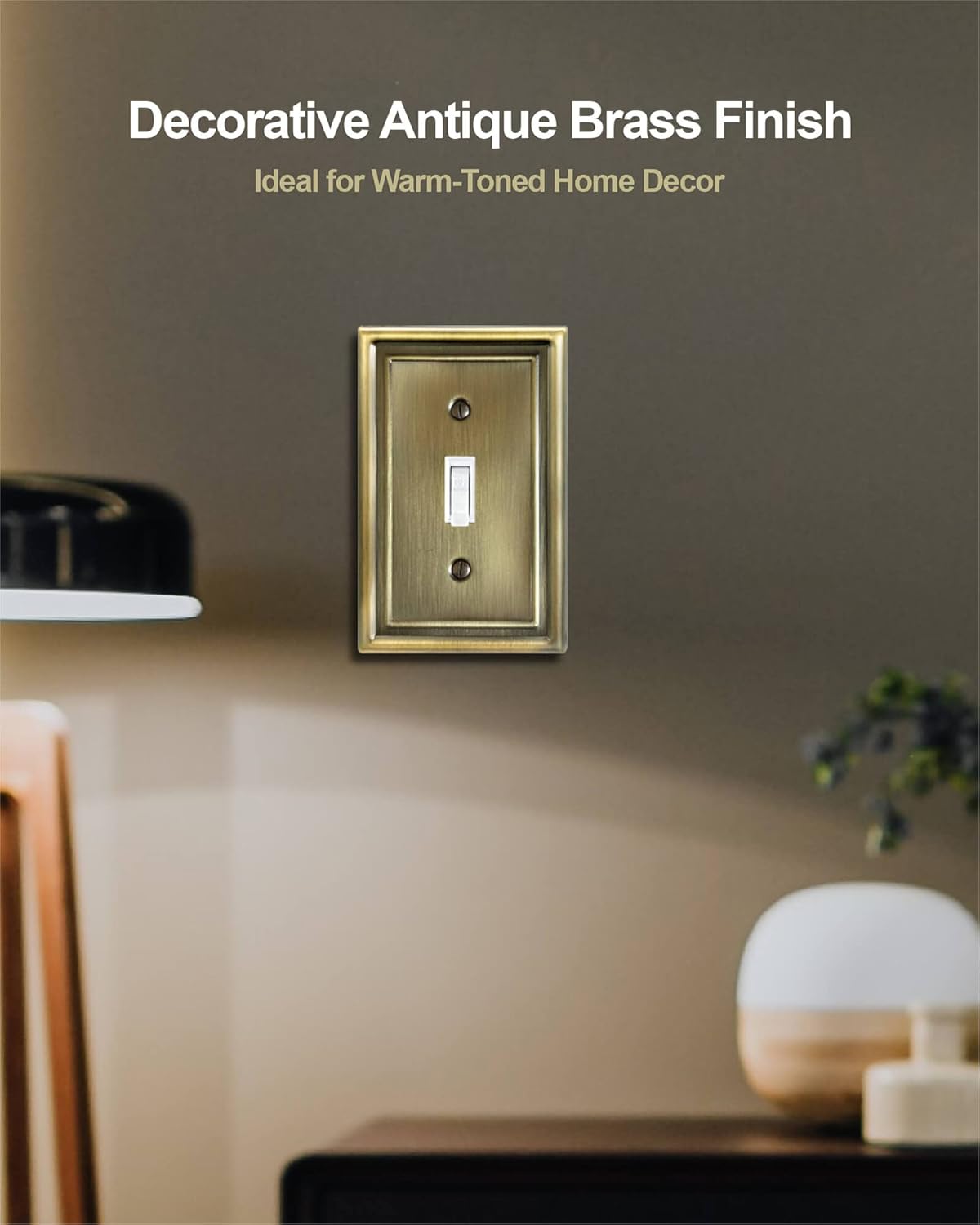 Antique Brass Light Switch Cover, Single Toggle Switch Plate Cover, Durable Metal Wall Plate
