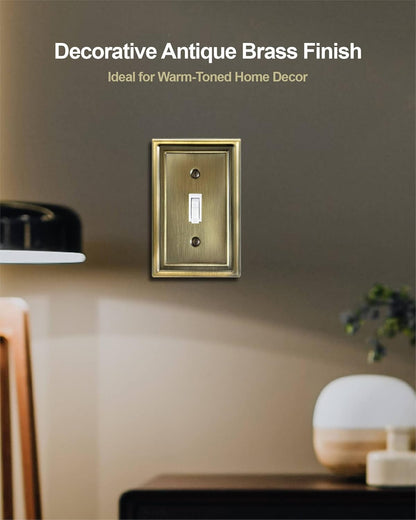 Antique Brass Light Switch Cover, Single Toggle Switch Plate Cover, Durable Metal Wall Plate