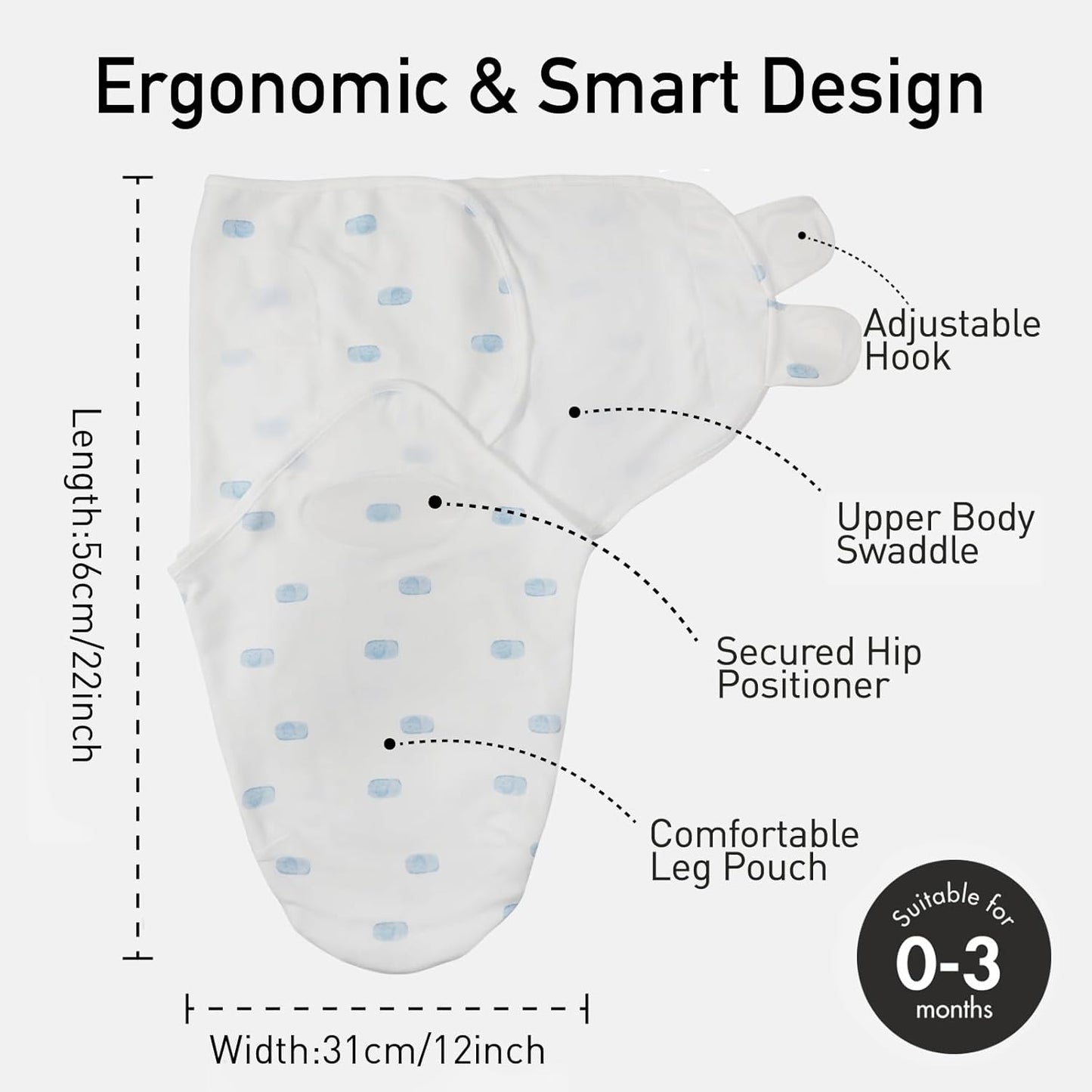 GLLQUEN BABY Swaddle 0-3 Months - 3 Pack Swaddles for Newborn, Adjustable Newborn Swaddling Wrap