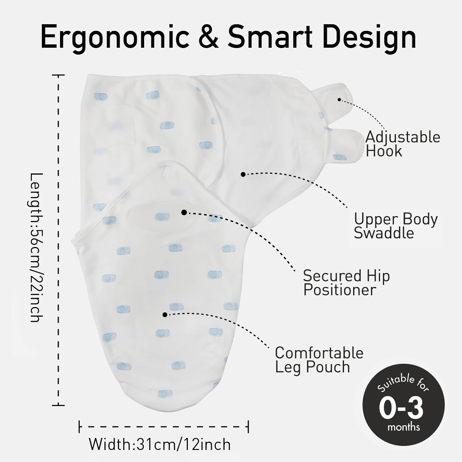 GLLQUEN BABY Swaddle 0-3 Months - 3 Pack Swaddles for Newborn, Adjustable Newborn Swaddling Wrap