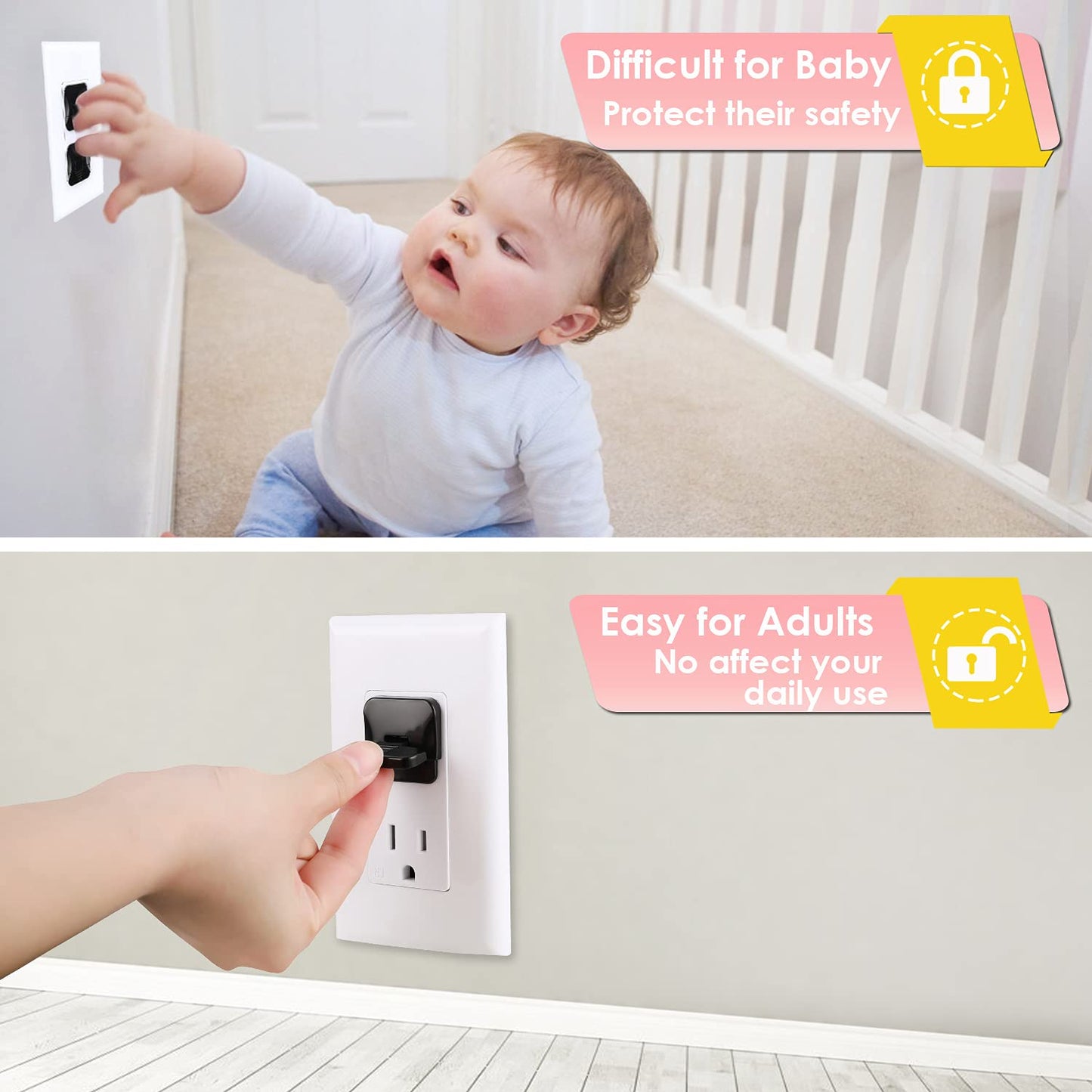 Outlet Covers Babepai 38-Pack Black Child Proof Electrical Protector Safety Improved Baby Safety