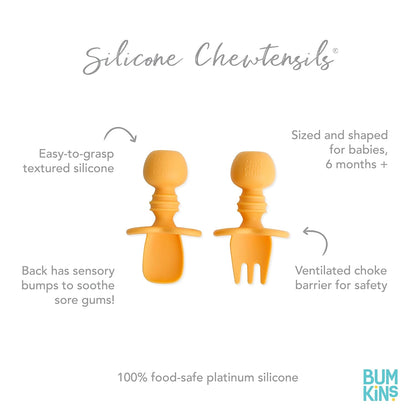 Bumkins Baby Utensils Set, Chewtensils Silicone Spoons for Dipping, Self-Feeding, Baby Led Weaning