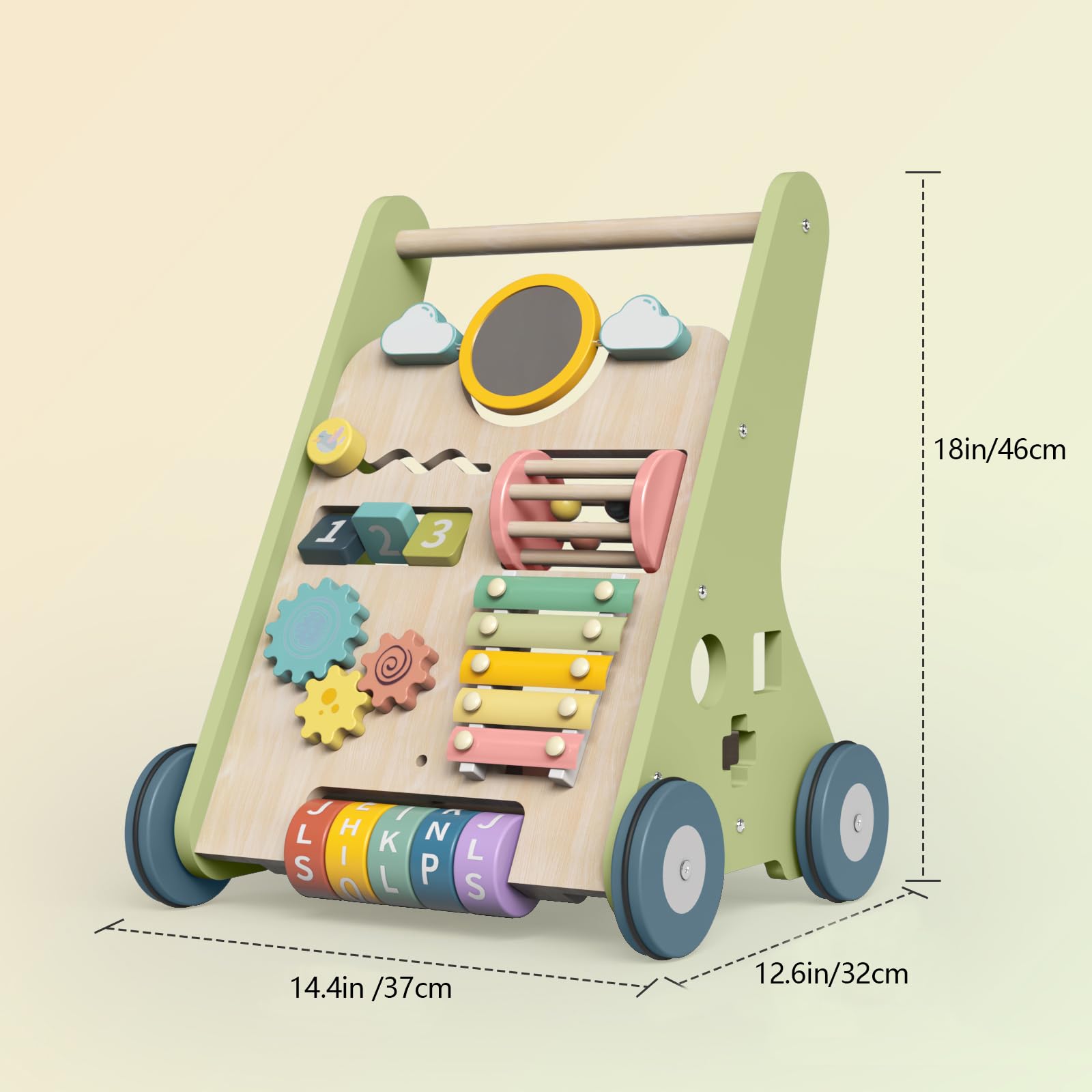 Bautia Wooden Baby Walker, Montessori Push Walker for Babies 10-12 Months