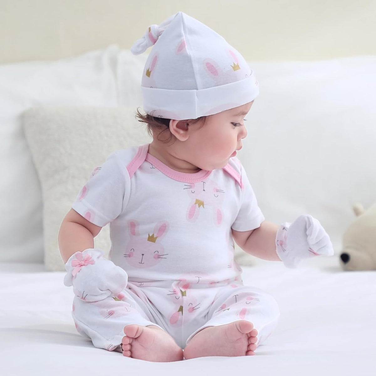Baby Hats Mittens and Socks Set Cotton Newborn Hat Beanie Soft Infant Girls Boys Caps Gloves 0-6