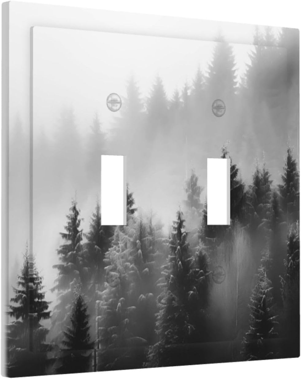 Foggy Forest Natural Scenery Retro Tree Pine Decorative Switch Plates 2 Gang Double Toggle Outlet