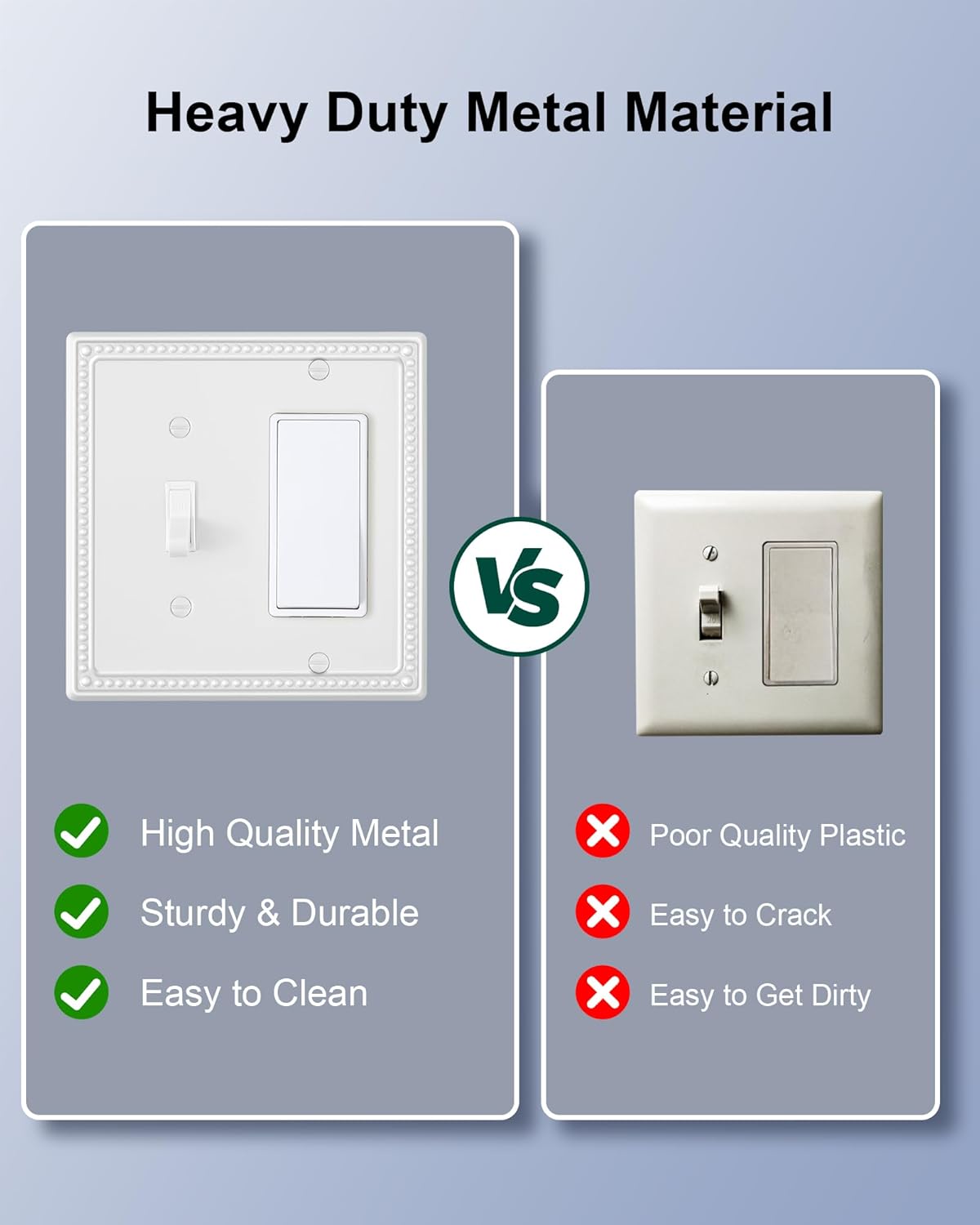 2-Pack Combo Toggle/Decorator Light Switch Cover Plate, Pearls Decorative Electrical Outlet Covers