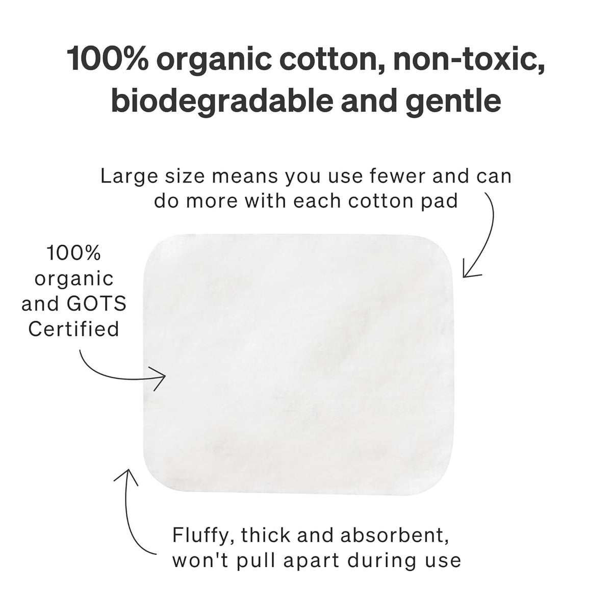 Baby Cotton Pads for Diaper Change by LoveNoobs, 60 Count, Ultra Soft 100% Organic Extra Large