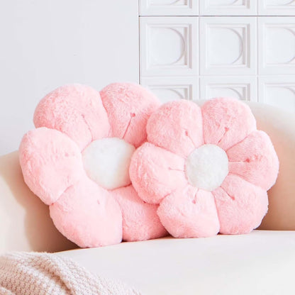 Flower Pillow, Cute Flower Shaped Decorative Pillow, Soft Rabbit Fur Daisy Pillow Home Decor Floor