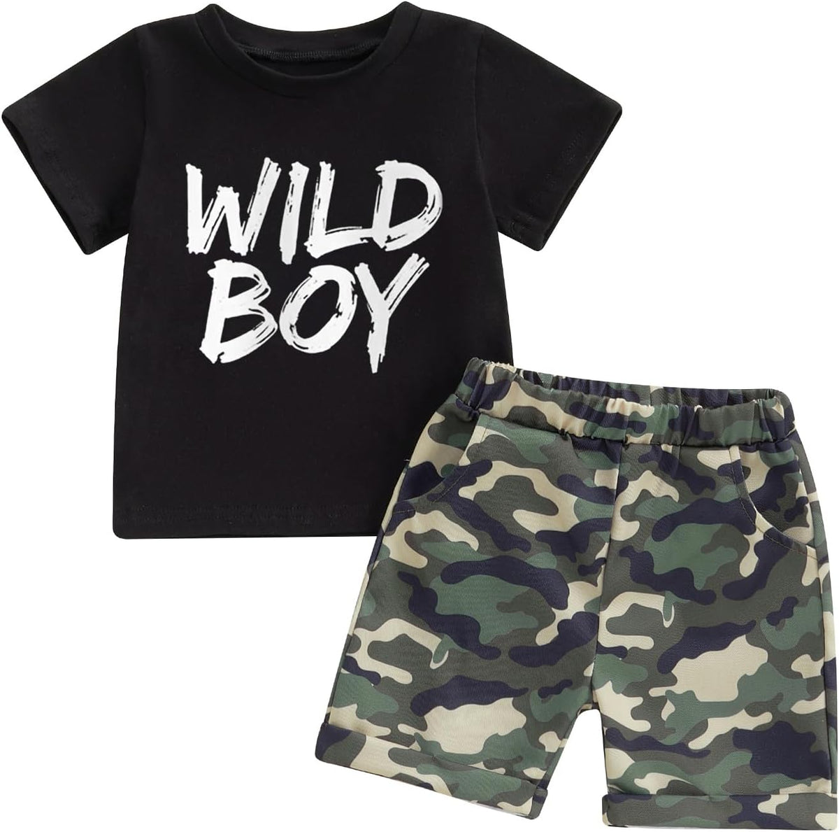 wdehow Toddler Kids Baby Boy Summer Clothes Sets 1T 2T 3T 4T 5T Letter Print Short Sleeve Tops