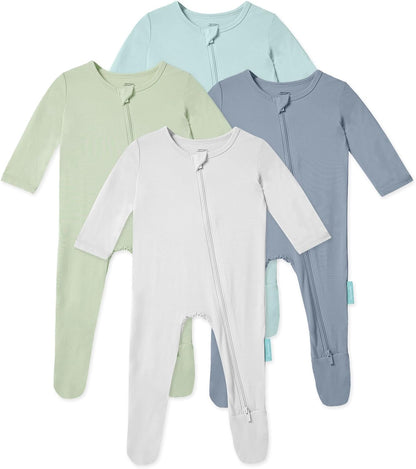 Baby Zipper Footie Pajamas, Supersoft Bamboo Rayon Baby Footed Pjs Boy Girl 0-3-6-9-18-24 Month