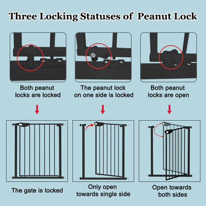 WAOWAO Triple Lock Baby Gate Extra Wide 67.32-72.04" Pressure Mounted Walk Through Swing Auto Close