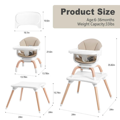 Baby High Chair, 7 in 1 Convertible High Chairs for Babies and Toddlers, Kids Learning Table