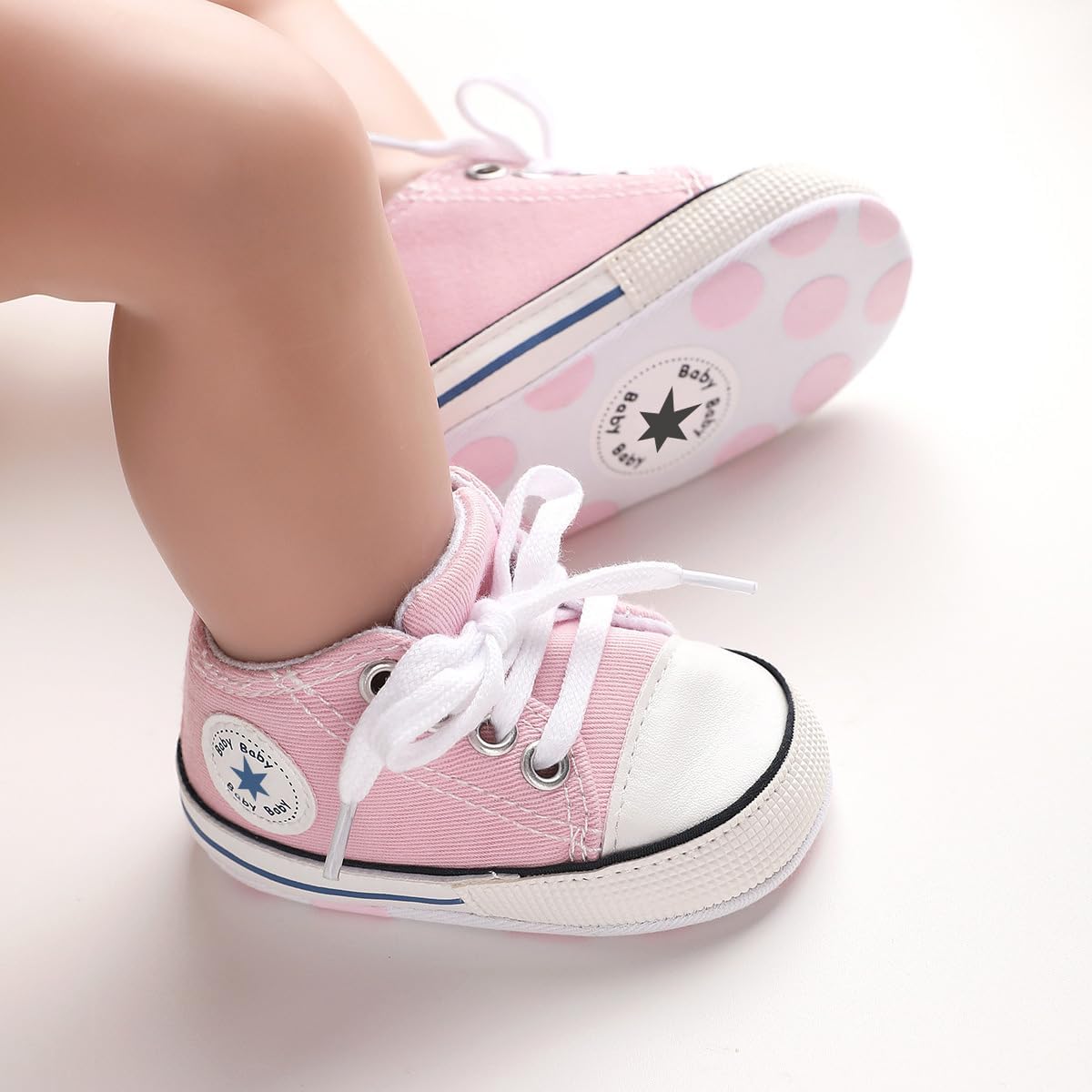Unisex Baby Girls Boys Canvas High-top Shoes, Newborn Infant Anti-Slip Soft Sole Frist Walking